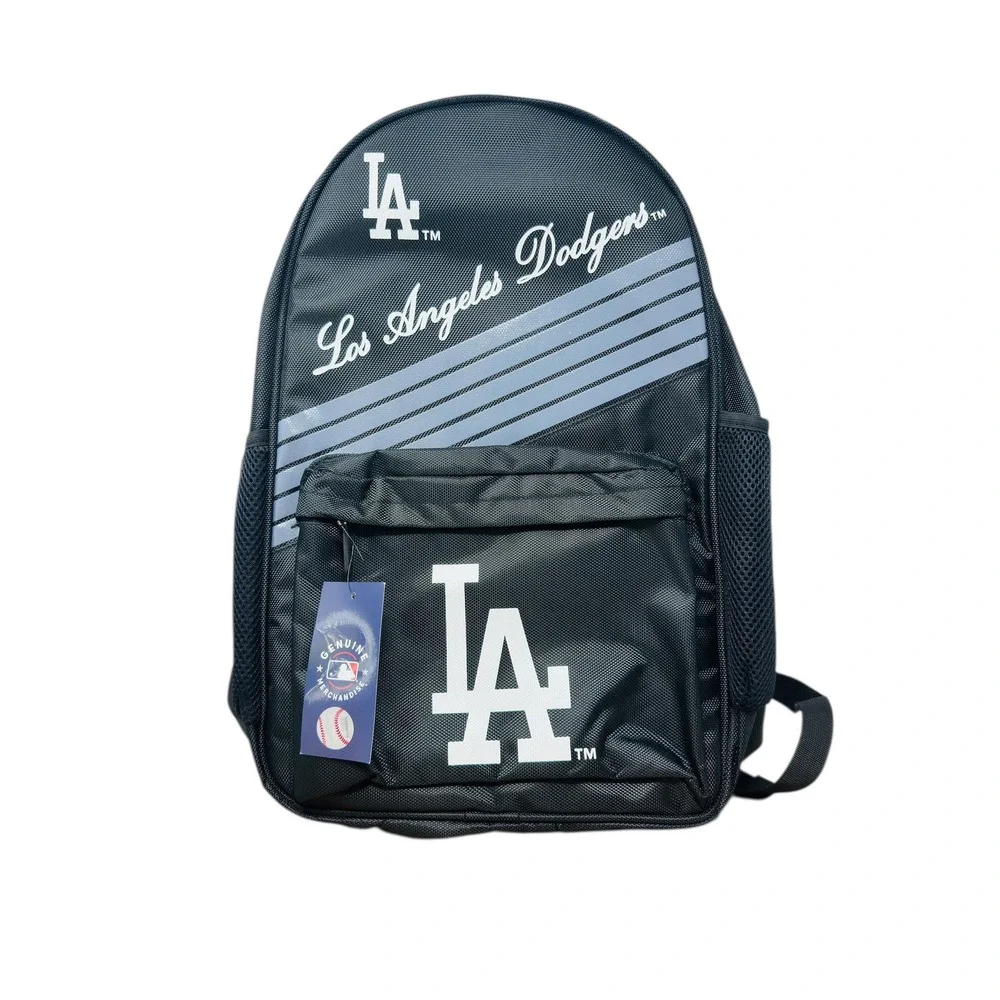 Los Angeles Dodgers LA Backpack Black Gray Mesh Pockets Officially Licensed